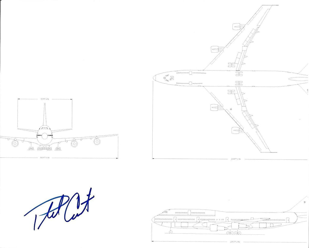 Phil Condit Boeing Ceo lead Engineer signed, autographed 747 bluprint 8x10 photo,proof COA