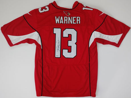 Kurt Warner signed Arizona Cardinals football Jersey proof Beckett COA autographed