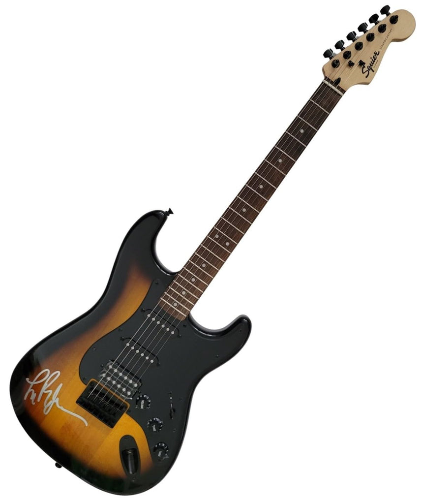 Lindsey Buckingham Fleetwood Mac signed Fender Squier guitar COA proof autograph star