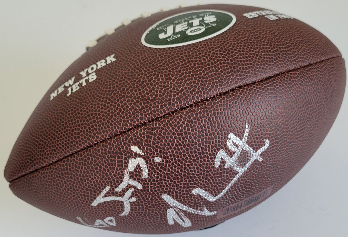Nick Mangold signed New York Jets logo football COA exact proof autographed