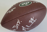 Nick Mangold signed New York Jets logo football COA exact proof autographed