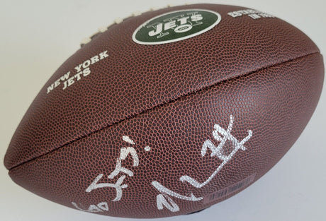 Nick Mangold signed New York Jets logo football COA exact proof autographed