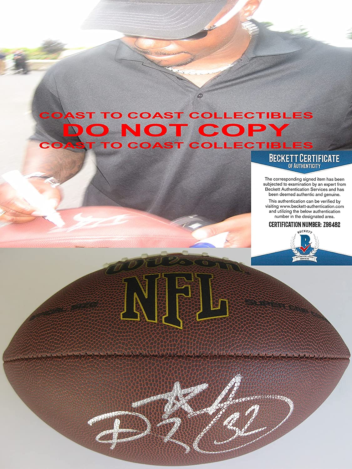 Ricky Watters 49ers Seahawks Eagles signed NFL football proof Beckett COA