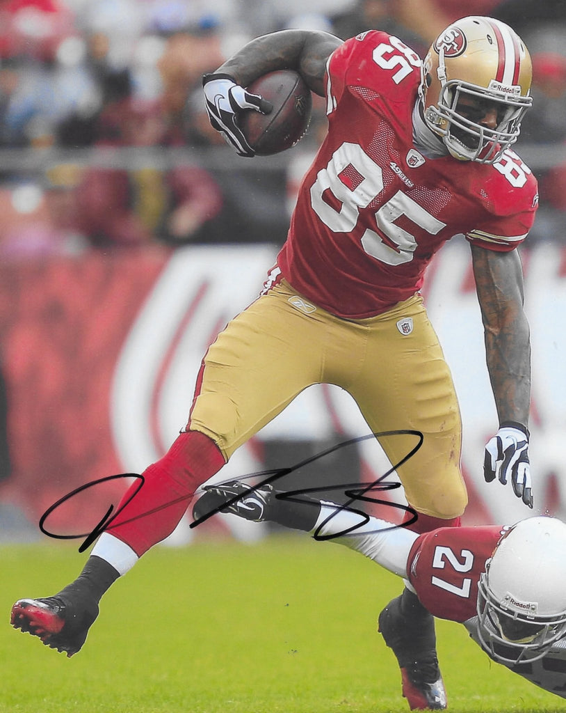 Vernon Davis signed San Francisco 49ers football 8x10 photo Proof COA autographed..