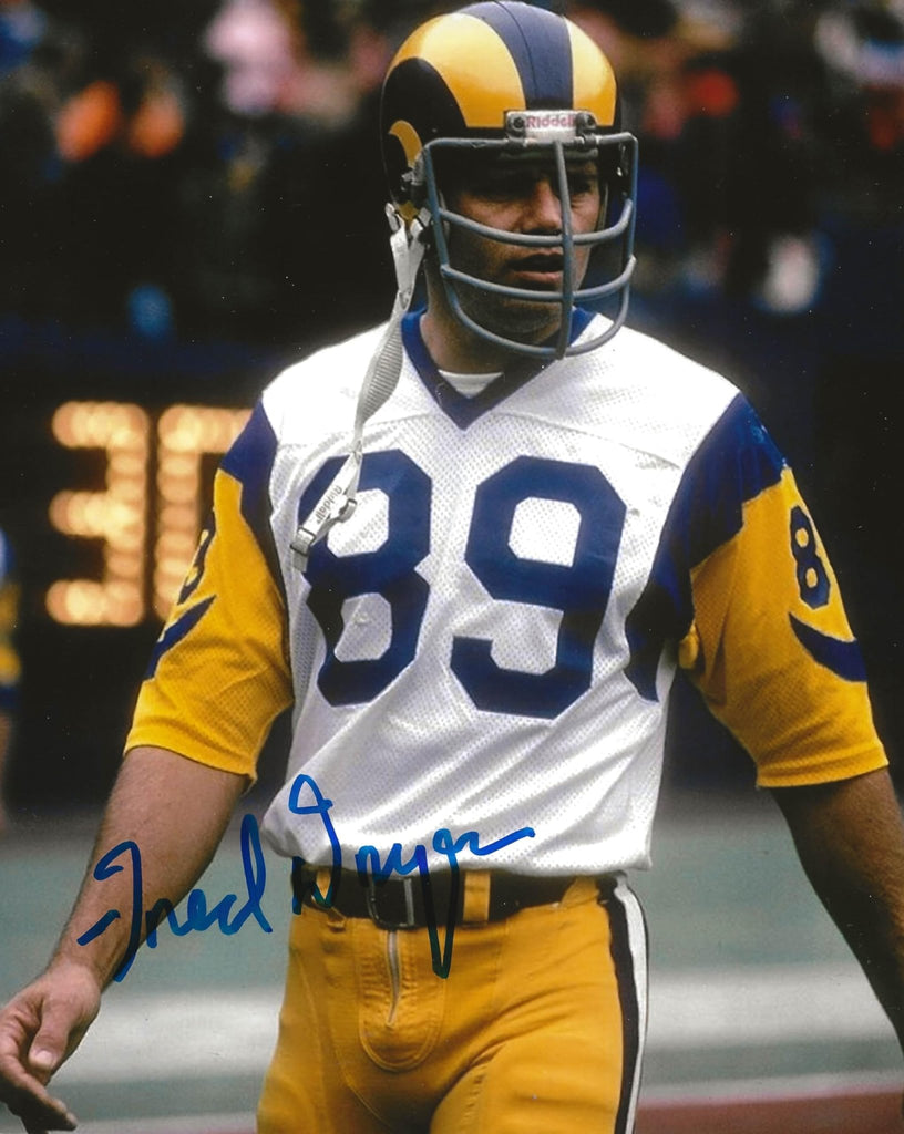 Fred Dryer signed Los Angeles Rams football 8x10 photo Proof COA autographed