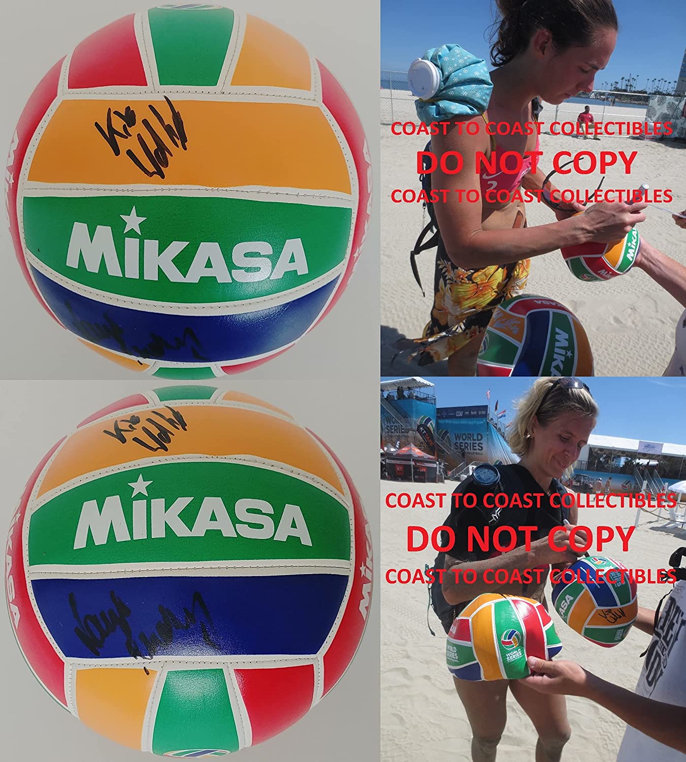 Laura Ludwig Kira Walkenhorst Germay Olympic volleyball players signed autographed World Series Volleyball COA Proof