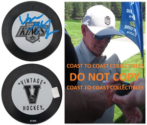Wayne Gretzky signed Kings logo Hockey Puck exact proof COA auto