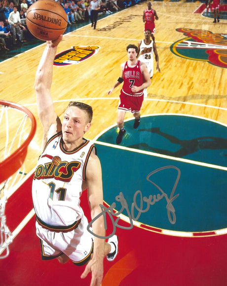 Detlef Schrempf signed Seattle Sonics 8x10 Basketball photo Proof COA autographed..