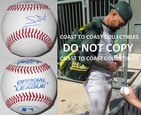 Sean Manaea Oakland Athletics A's signed autographed baseball COA exact proof