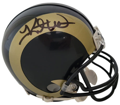 Kurt Warner SB MVP signed St Louis Rams mini football helmet COA exact proof