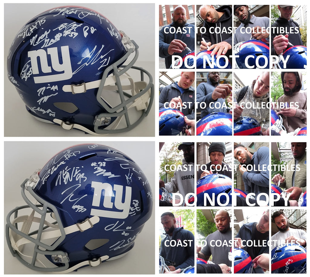 2022 New York Giants team signed full size football helmet COA exact proof Daniel Jones