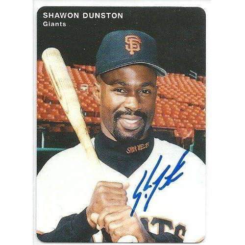 1996, Shawon Dunston, San Francisco Giants, Signed, Autographed, Mother's Cookies Baseball Card, Card # 11,