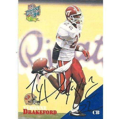 1994, Tyronne Drakeford, San Francisco 49ers, Signed, Autographed, Classic Football Card, Card # 54,