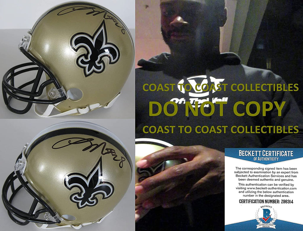 Latavius Murray signed New Orleans Saints mini football helmet proof Beckett COA