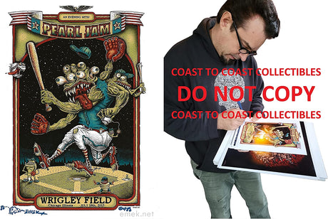 Emek Golan signed 2013 Pearl Jam gig poster 8x10 photo COA exact proof autographed STAR