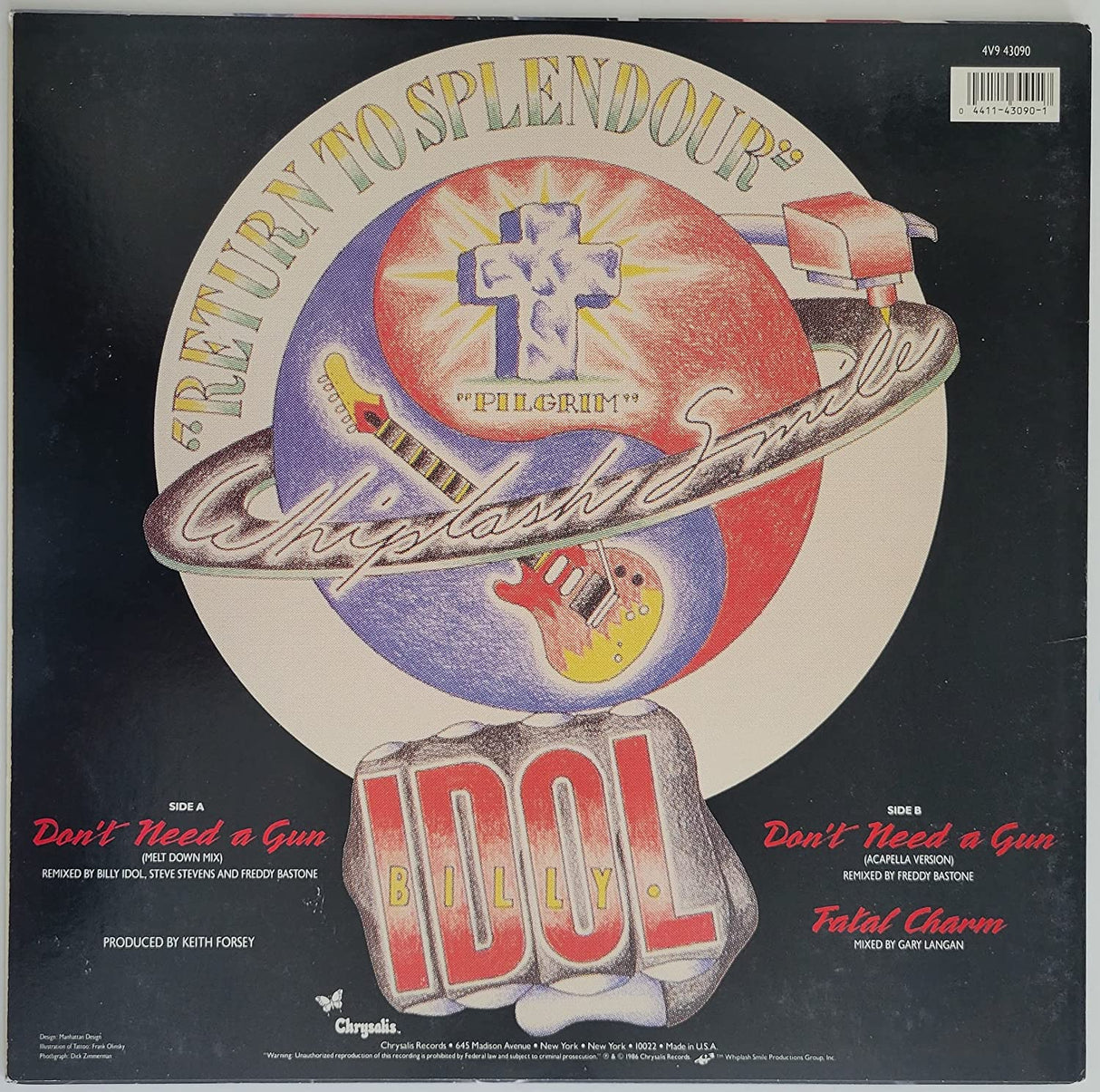 Billy Idol Steve Stevens signed Don't Need Gun album vinyl LP COA exact proof STAR