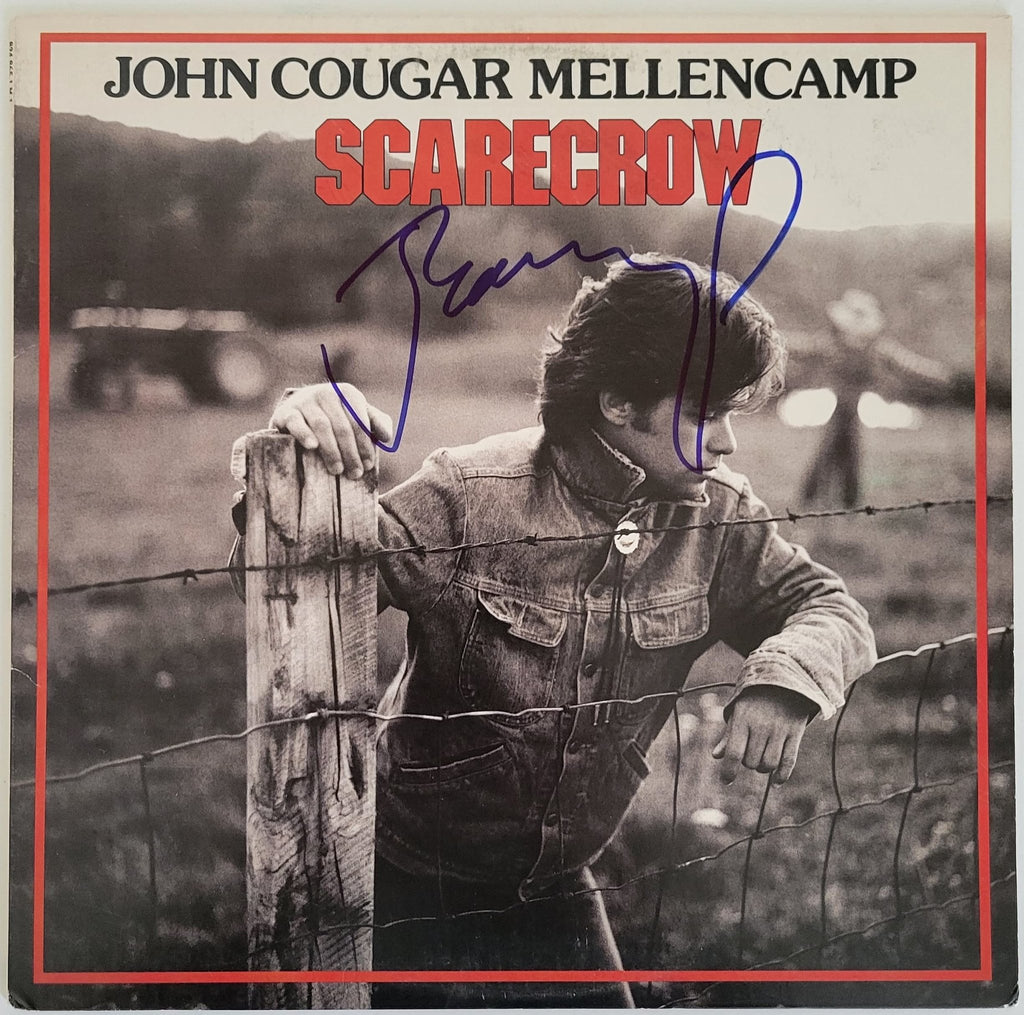 John Cougar Mellencamp signed Scarecrow album vinyl record proof Beckett COA STAR