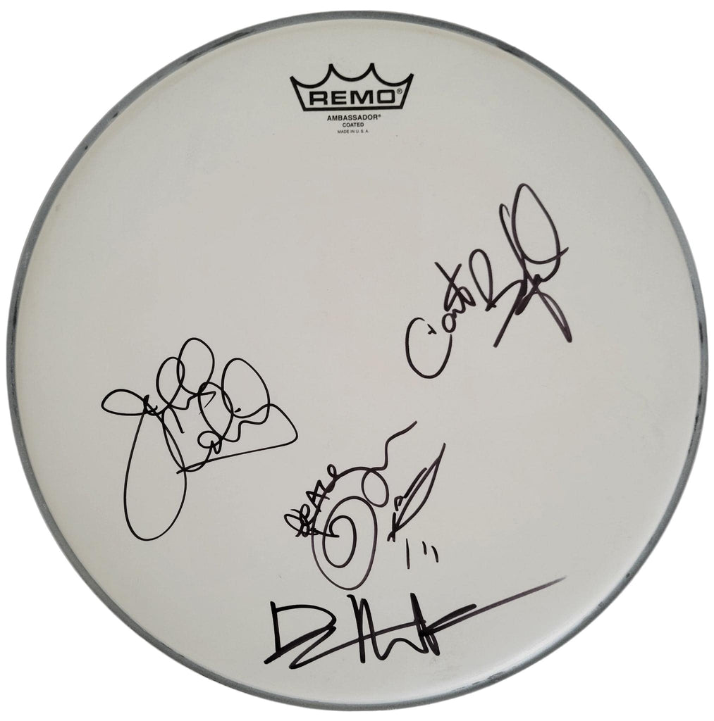 Dave Matthews Carter Beauford Tim Reynolds Jeff Coffin signed Drumhead COA proof Star