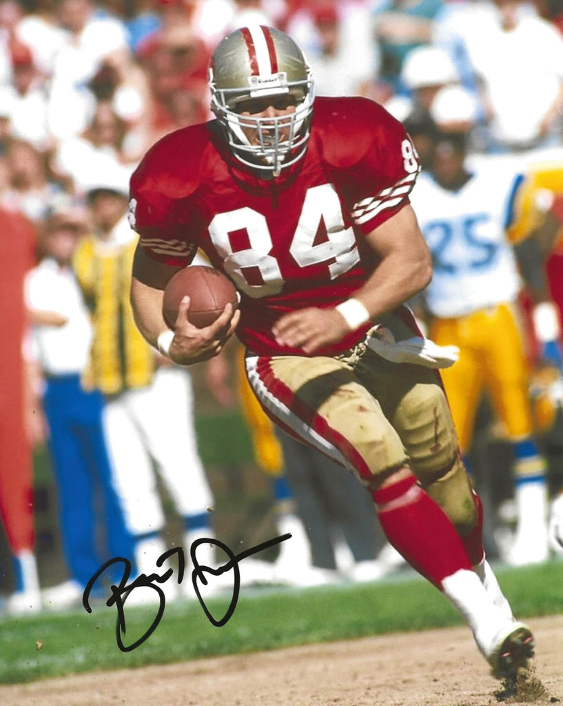 Brent Jones signed San Francisco 49ers football 8x10 photo Proof.COA autographed..