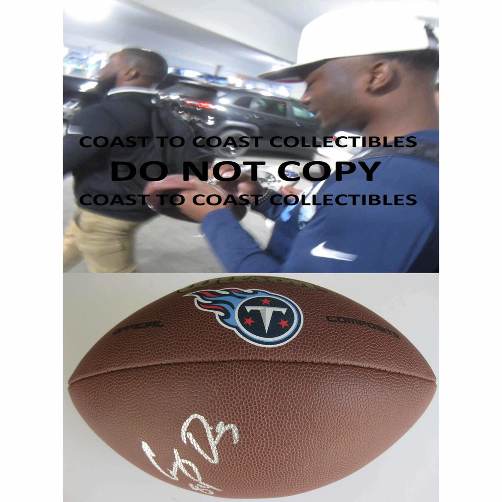 Corey Davis, Tennessee Titans, Signed, Autographed, NFL Logo Football, a COA with the Proof Photo of Corey Signing Will Be Included