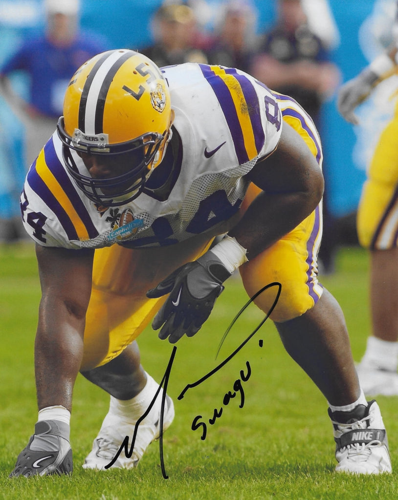 Marcus Spears LSU Tigers coach signed football 8x10 photo Proof COA autographed.
