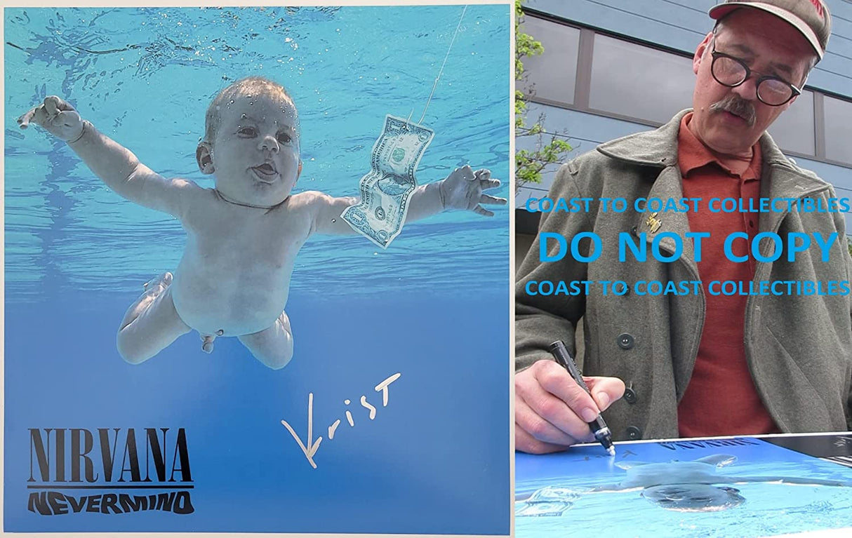 Krist Novoselic signed Nirvana Nevermind 12x12 album photo COA proof autographed STAR