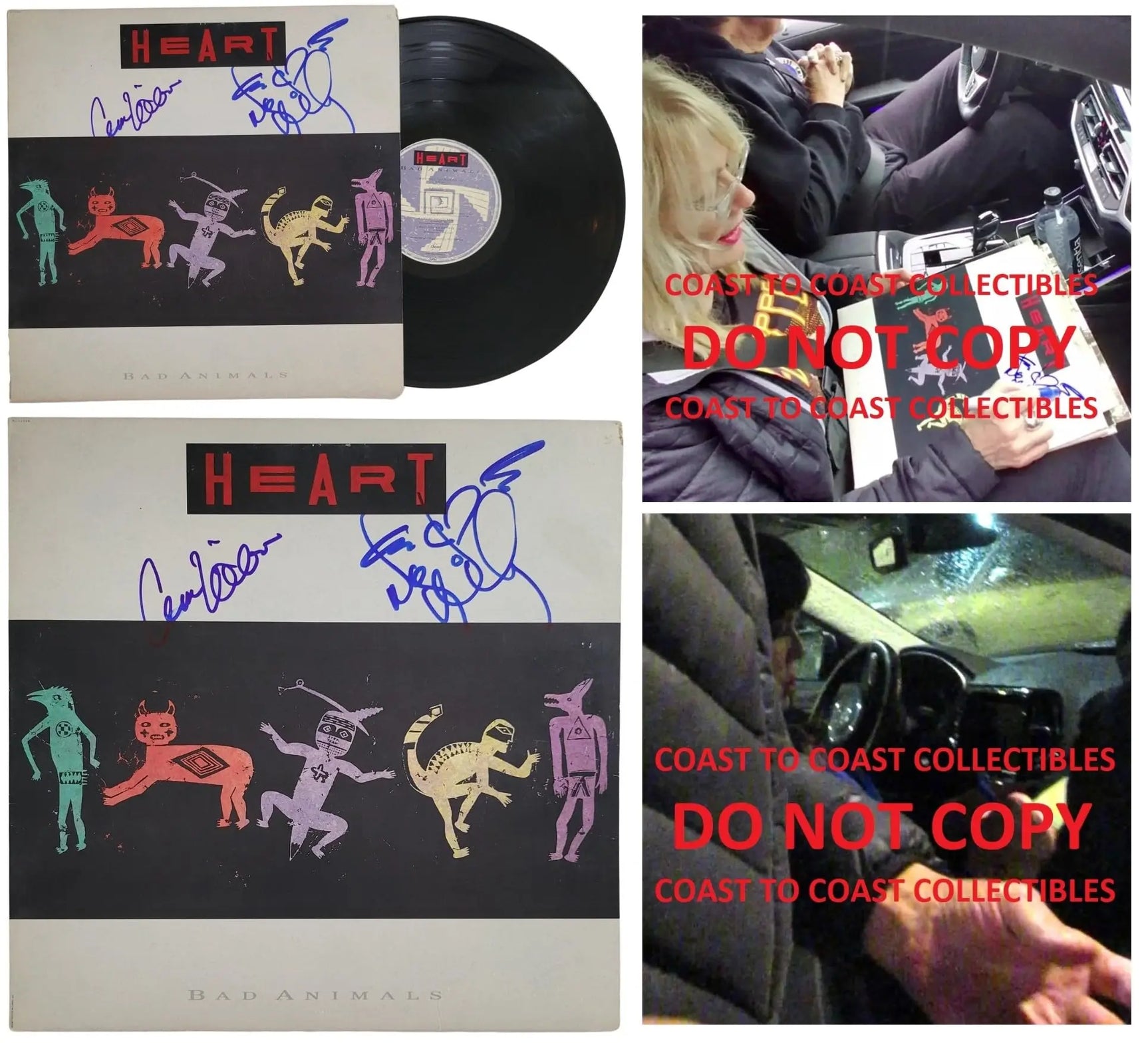Nancy Wilson & Ann Wilson Signed Heart Bad Animals Album Vinyl Proof COA Autographed