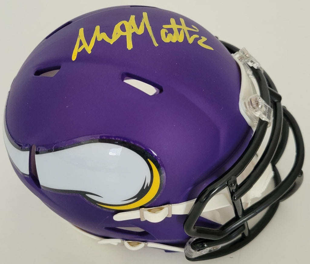 Alexander Mattison signed Minnesota Vikings mini football helmet proof COA autographed.