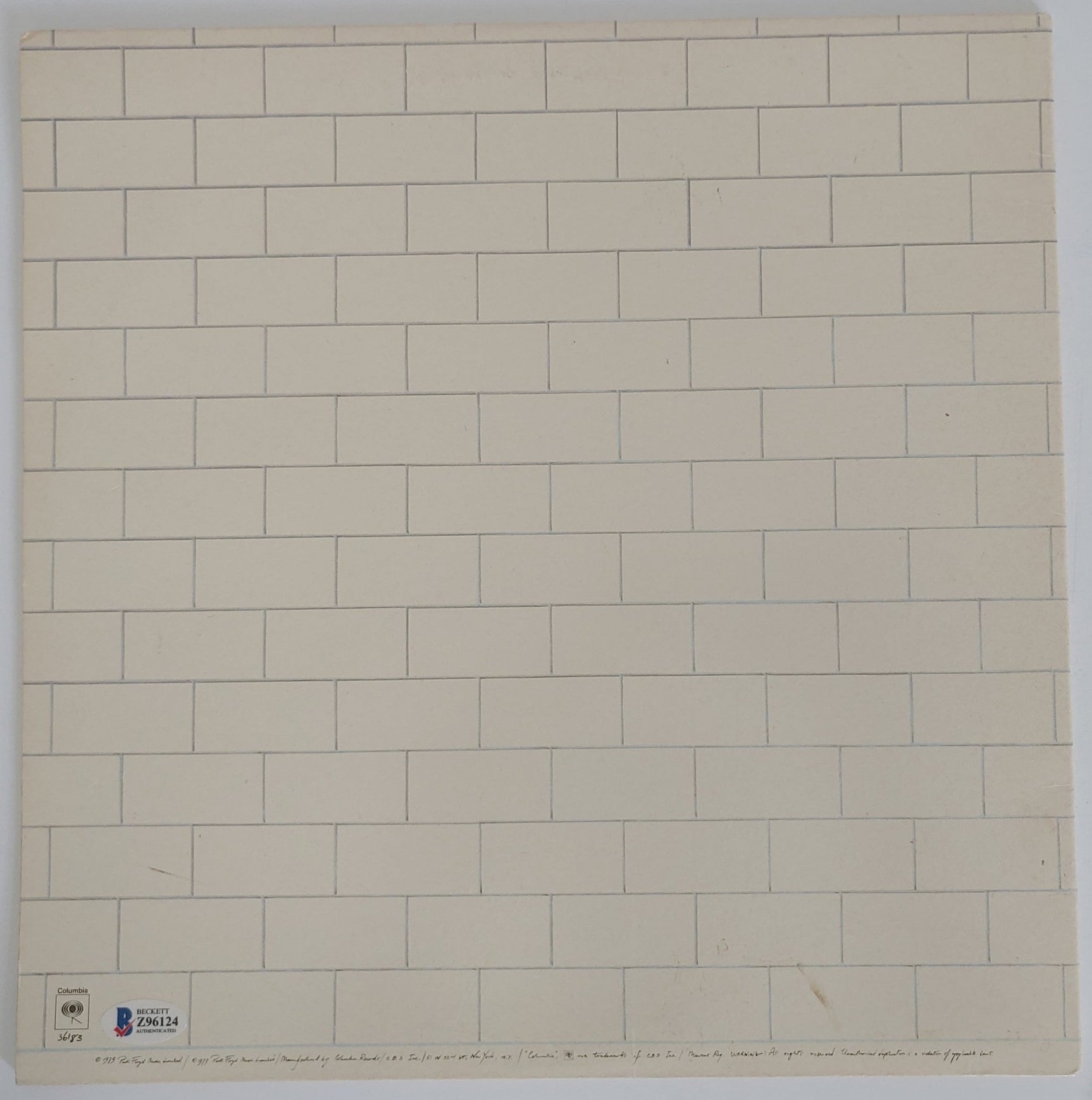 Nick Mason autographed Pink Floyd The Wall album record exact proof Beckett COA STAR