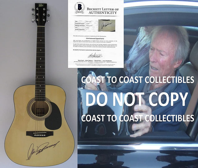 Clint Eastwood signed acoustic guitar Honkytonk man exact proof Beckett COA STAR autograph