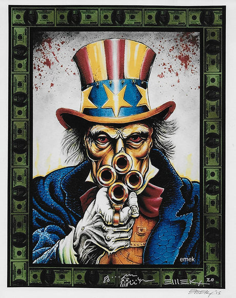 Emek Golan gig poster artist, illustrator signed 8x10 photo COA exact proof .STAR