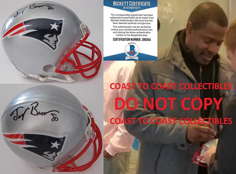 Troy Brown signed New England Patriots mini football helmet proof Beckett COA