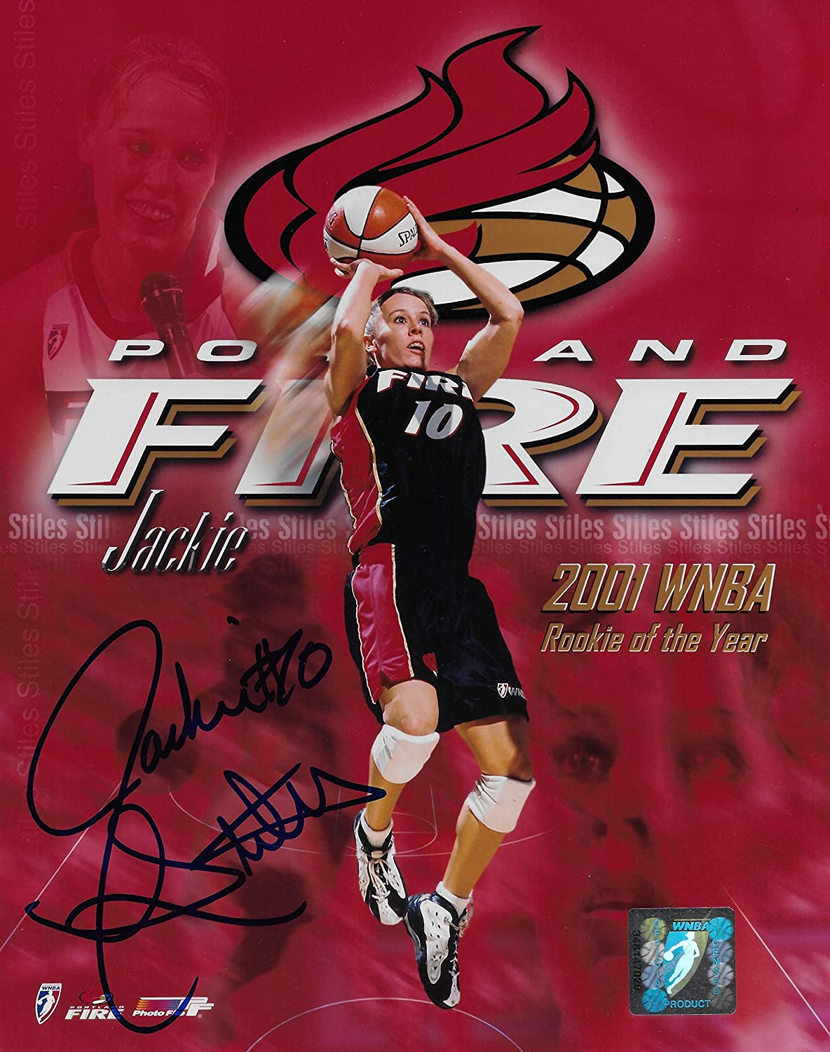 Jackie Stiles Portland Fire signed WNBA basketball 8x10 photo COA.