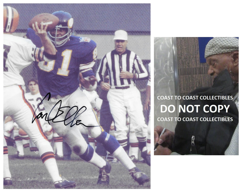 Carl Eller signed Minnesota Vikings football 8x10 photo COA proof autographed