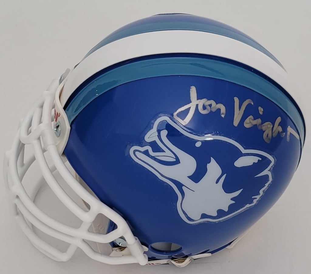 Jon Voight Varsity Blues Bud Kilmer signed Texas Coyotes mini helmet proof COA STAR