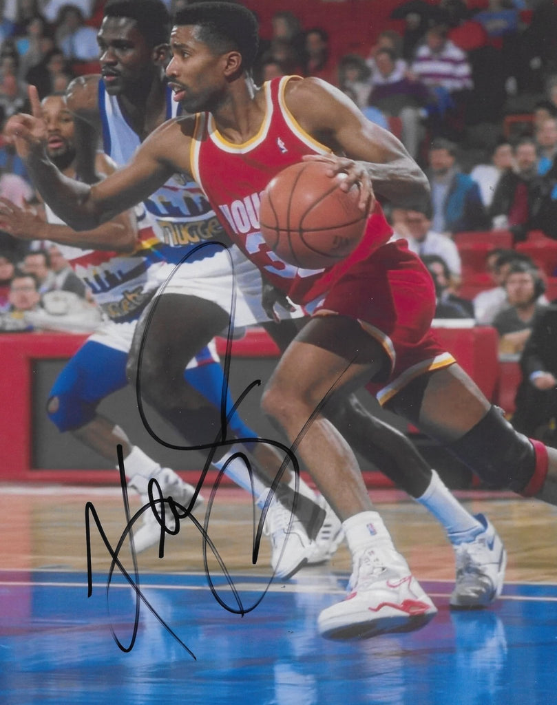 Kenny Smith signed Houston Rockets basketball 8x10 photo COA autographed