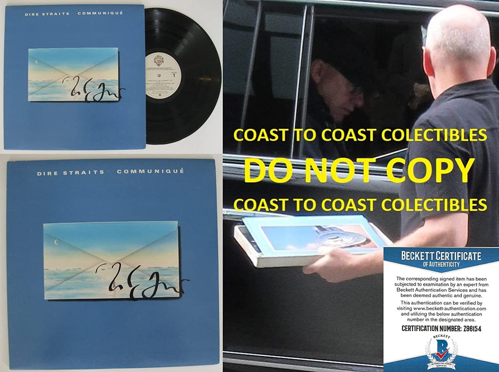 Mark Knopfler signed Dire Straits Communique album vinyl Proof Beckett COA STAR