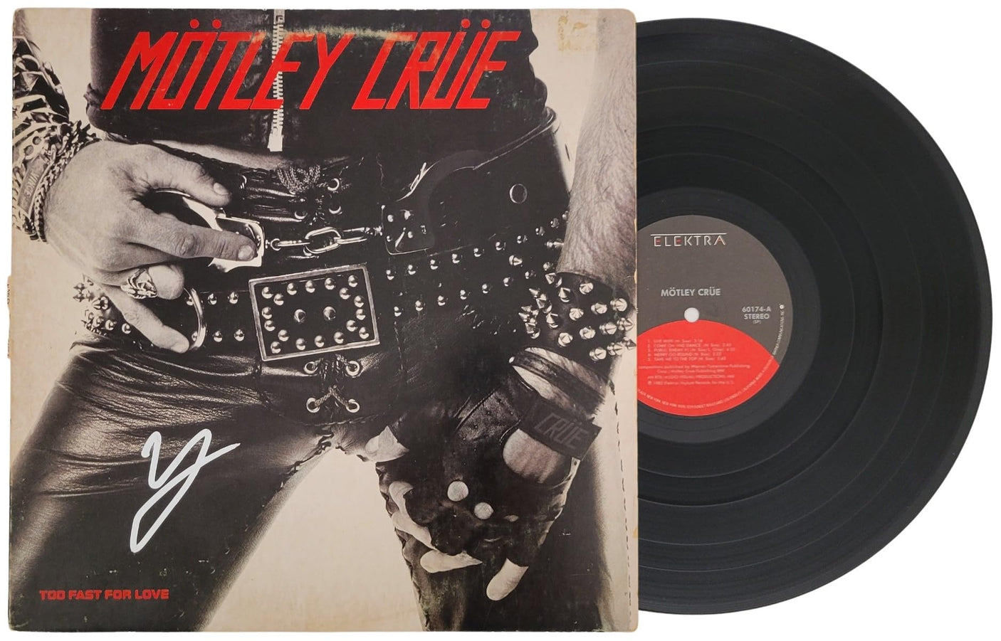 Vince Neil signed Motley Too Fast For Love album vinyl record COA exact proof star