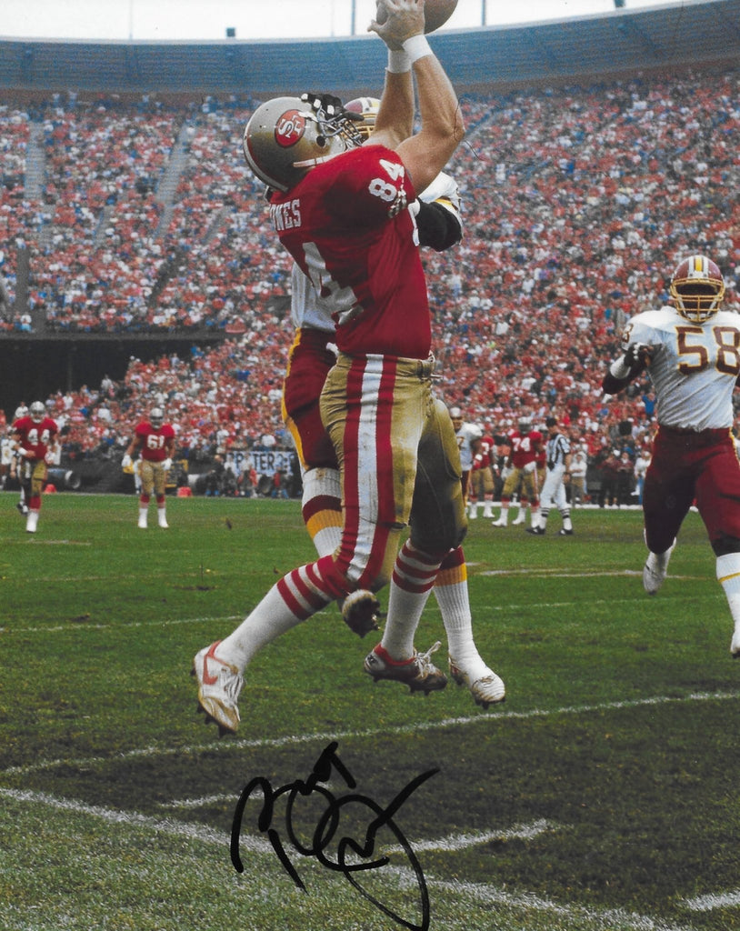 Brent Jones signed San Francisco 49ers football 8x10 photo Proof.COA autographed,