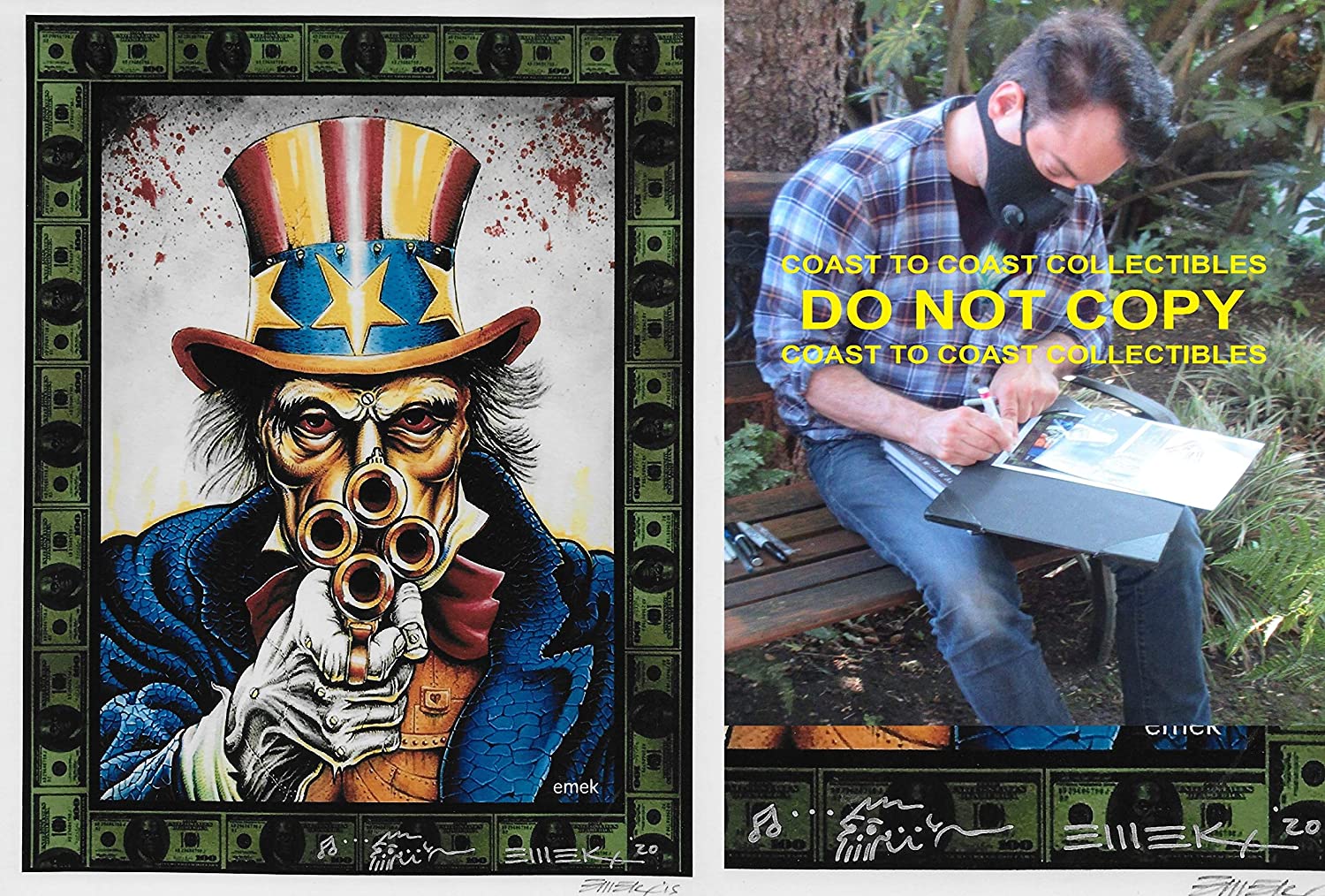Emek Golan gig poster artist, illustrator signed 8x10 photo COA exact proof .STAR