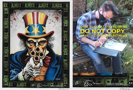 Emek Golan gig poster artist, illustrator signed 8x10 photo COA exact proof .STAR