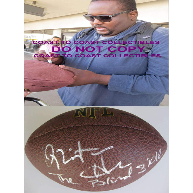 Quinton Aaron, Baltimore Ravens, the Blide Side, Signed, Autographed, NFL Football, a COA with the Proof Photo of Quinton Signing Will Be Included