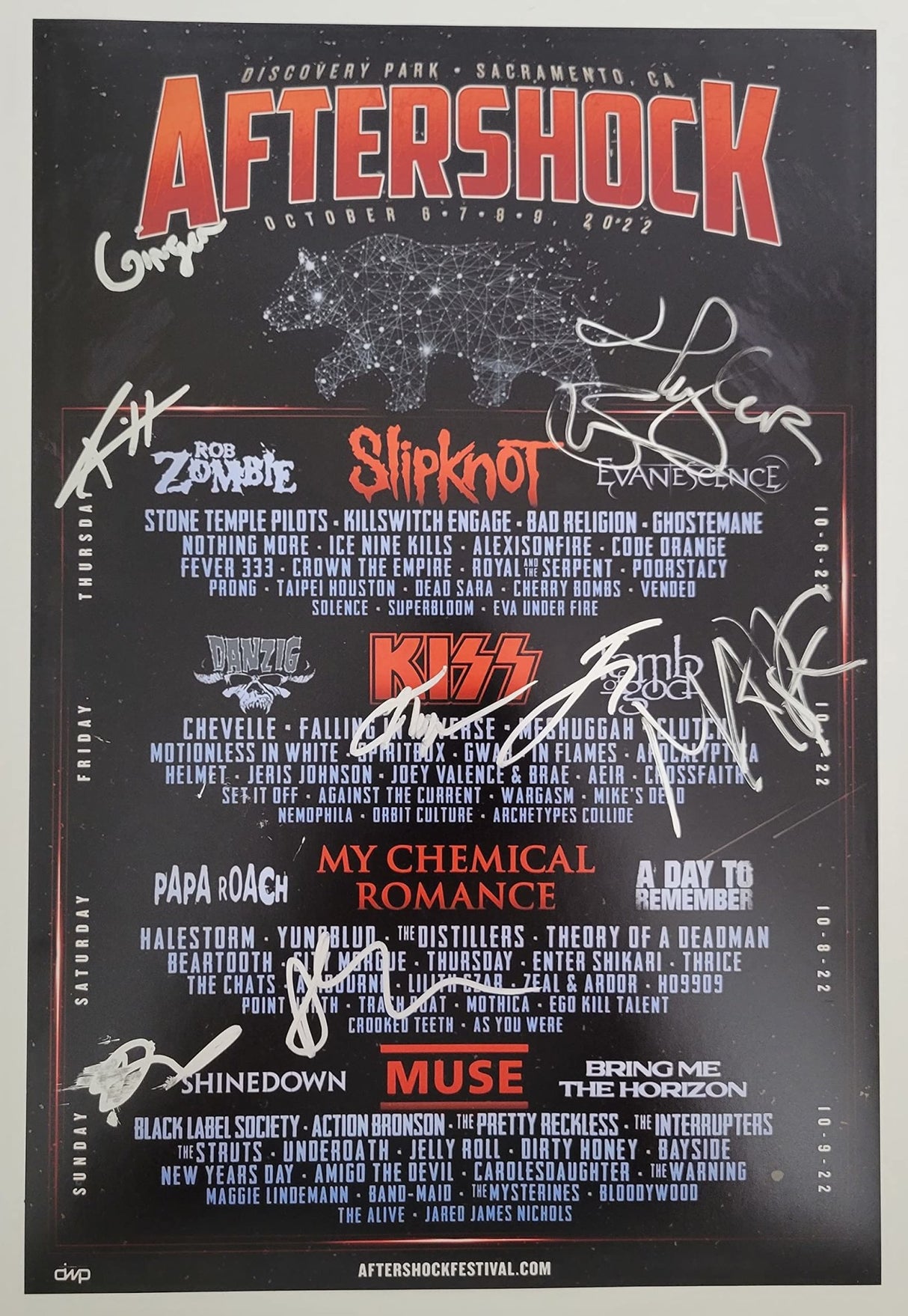 2022 Aftershock Festival signed 12x18 event poster COA exact Proof star autographed
