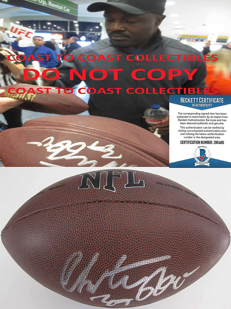 Christian Okoye Kansas City Chiefs autographed NFL football proof Beckett COA signed