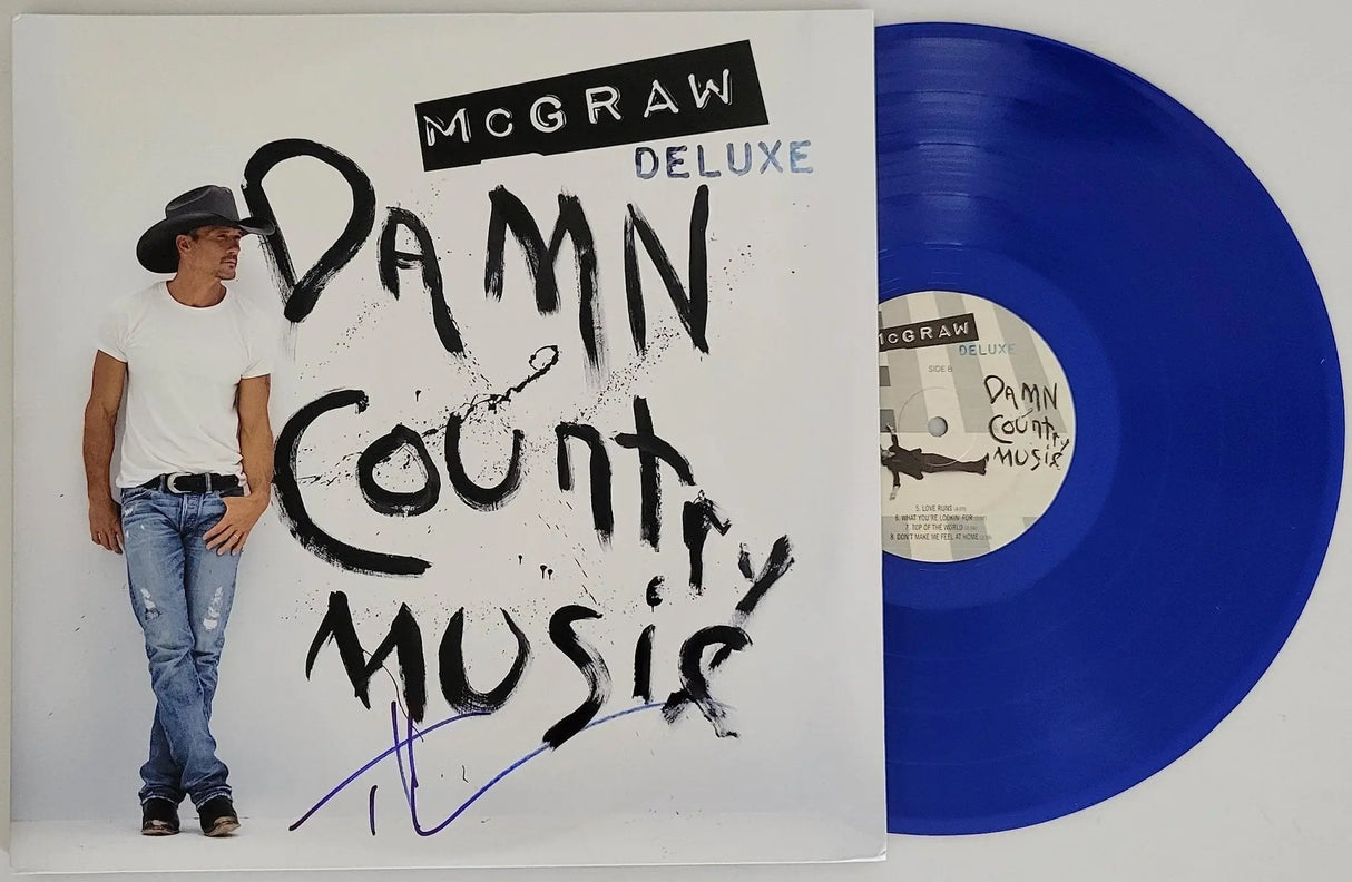 Tim McGraw signed Damn Country Music album vinyl record proof COA autographed Star