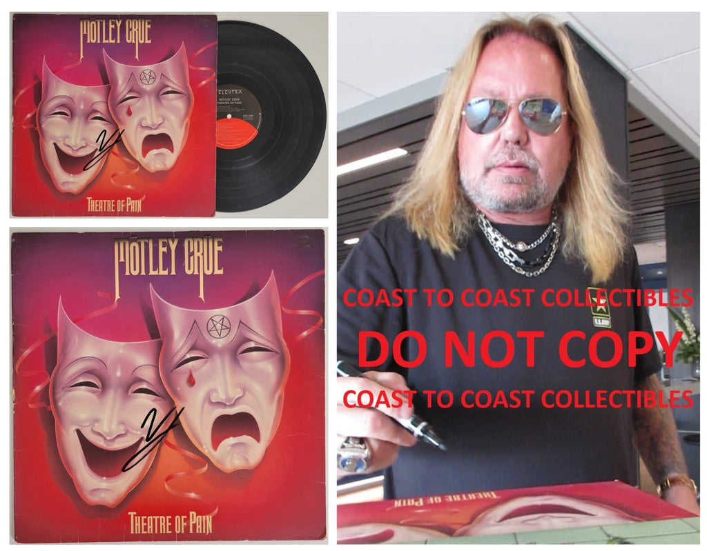 Vince Neil signed Motley Crue Theatre of Pain album vinyl record COA exact proof star
