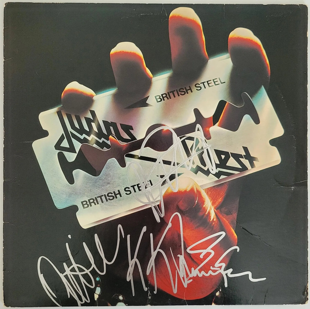 Halford Tipton Hill Downing signed Judas Priest British Steel album COA proof star