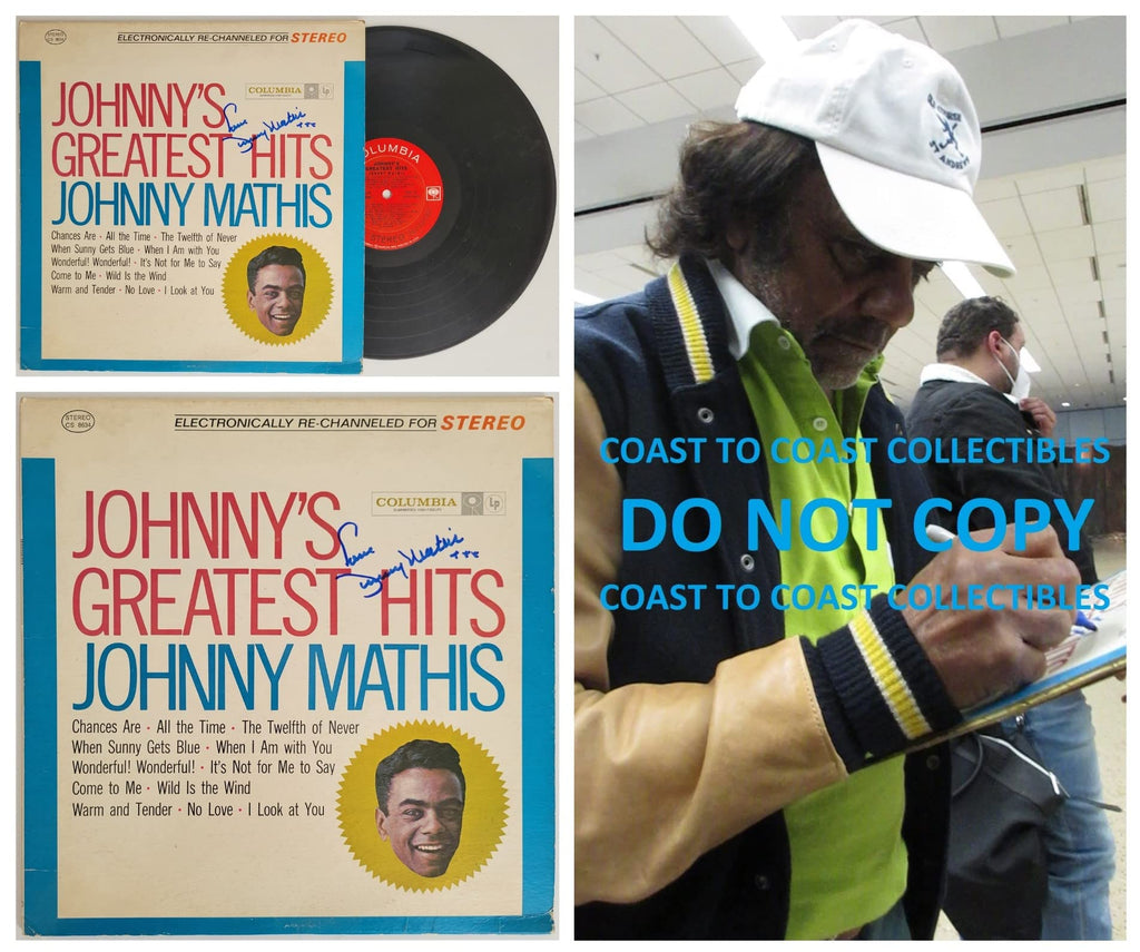 Johnny Mathis signed Greatest Hits album, vinyl COA exact proof autographed STAR