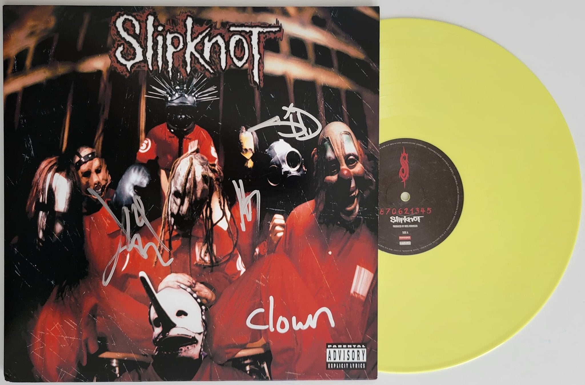renæssance chokerende serie Slipknot metal band signed album vinyl Record Clown,Wilson,Root,Thomson  Proof STAR - Coast to Coast Collectibles Memorabilia - #sports_memorabilia#  - #entertainment_memorabilia#