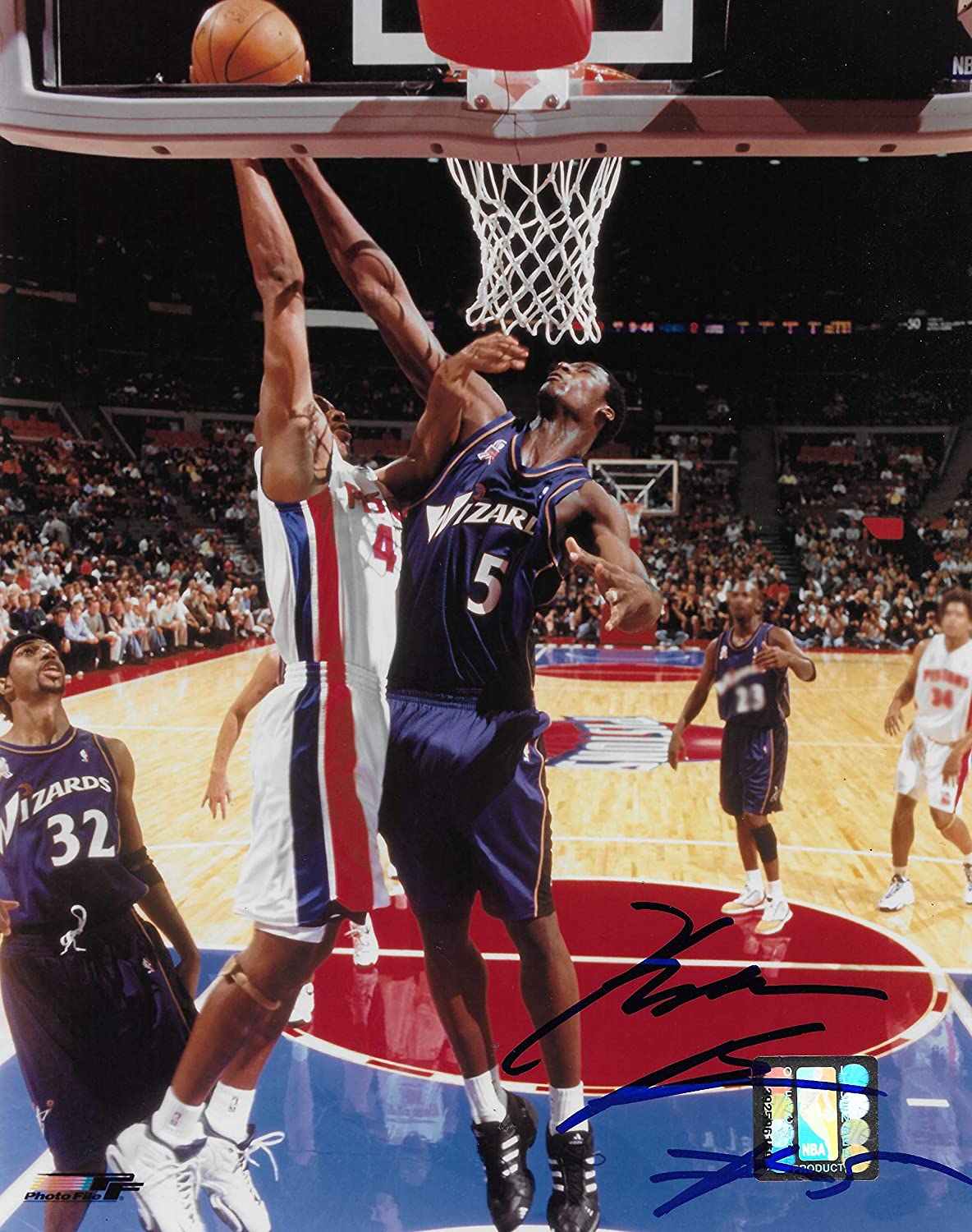Kwame Brown signed Washington Wizards basketball 8x10 photo COA